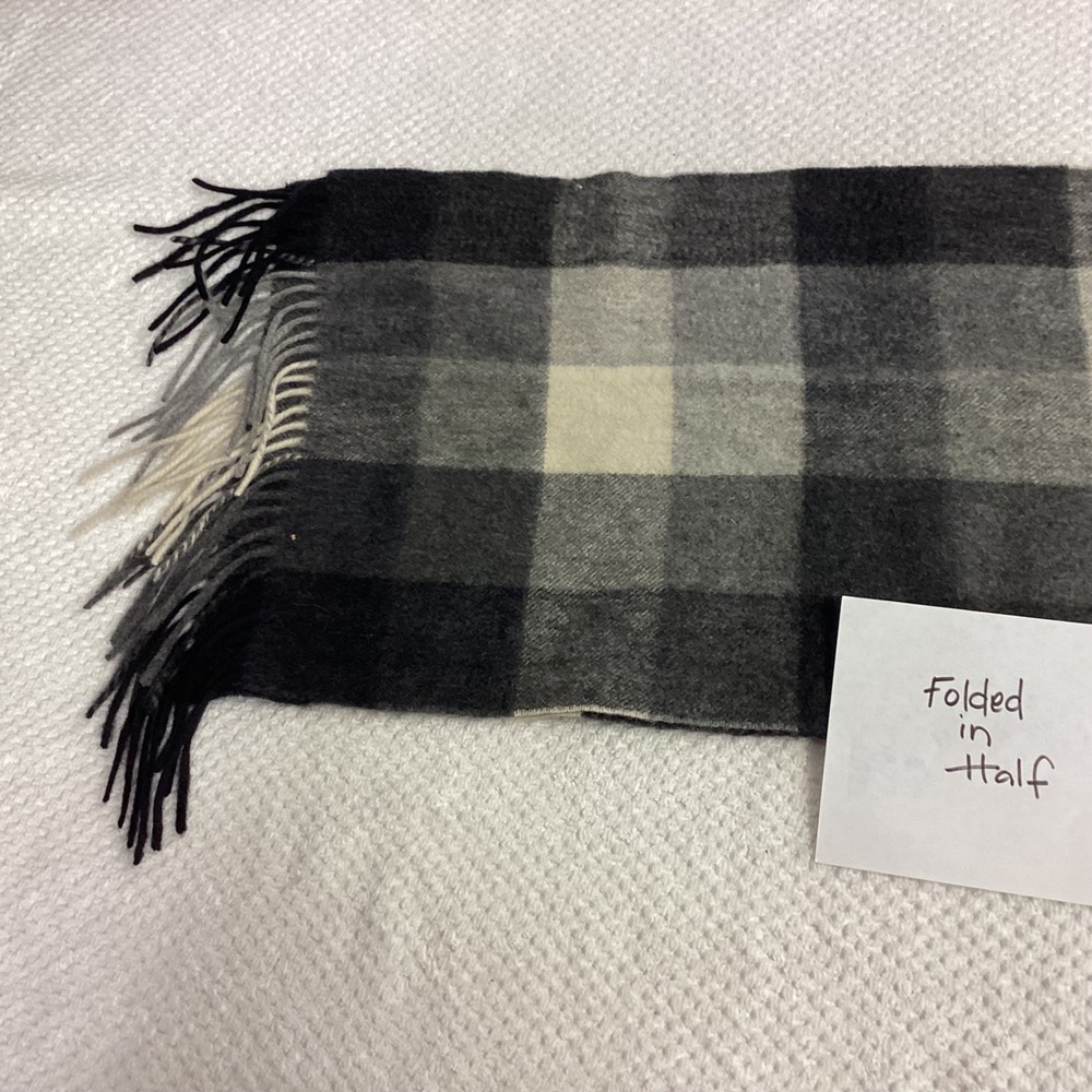 Cashmere Scarf Gray Charcoal Beige Plaid Warm‎ Winter Soft Fringe Shawl Unisex - Picture 11 of 12